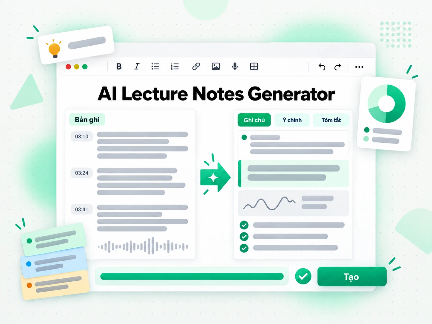 AI Lecture Notes Generator đang biến bản ghi thành ghi chú học tập có cấu trúc