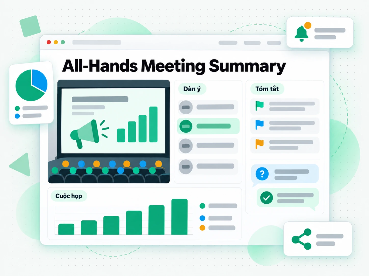 All-Hands Meeting Summary được tạo từ bản ghi âm cuộc họp all-hands