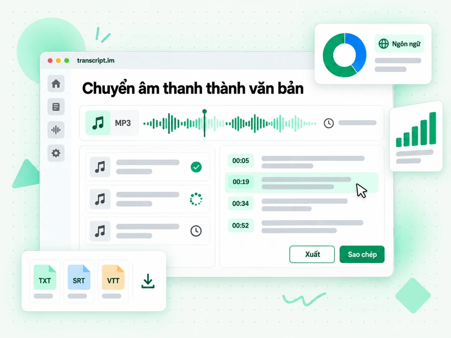 Chuyển âm thanh thành văn bản từ dạng sóng MP3 sang văn bản có mốc thời gian
