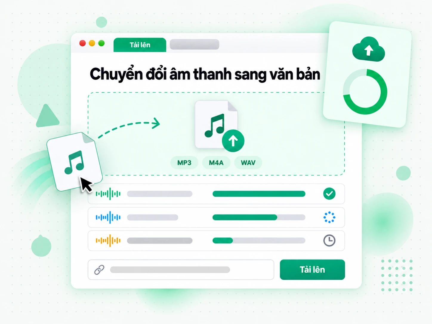 Chuyển đổi âm thanh sang văn bản: tải tệp âm thanh lên để bắt đầu chuyển đổi