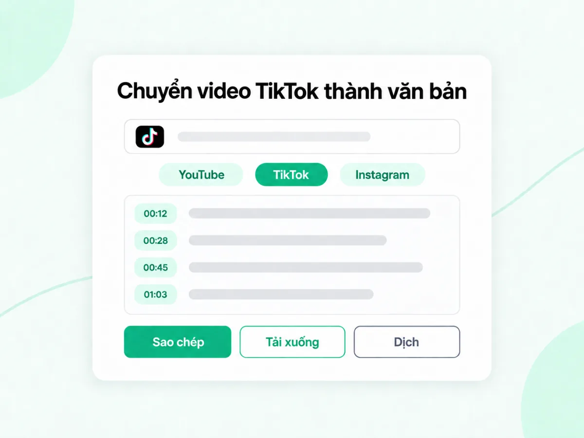 Chuyển video TikTok thành văn bản có mốc thời gian