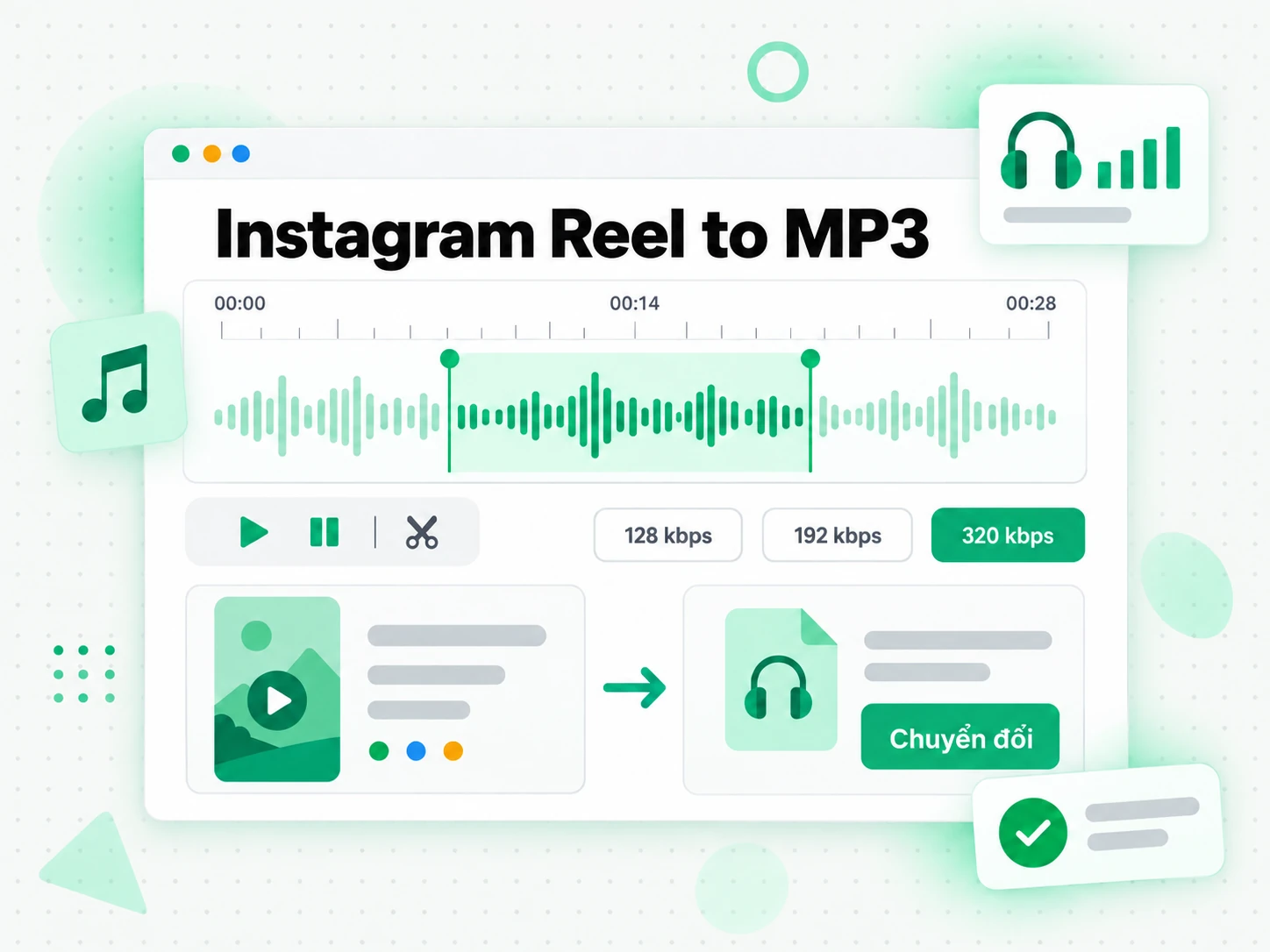 Instagram Reel to MP3 để chuẩn bị phụ đề và bản ghi