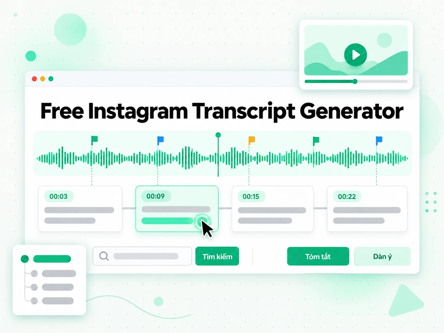 Free Instagram Transcript Generator kèm tóm tắt, dàn ý và sơ đồ tư duy