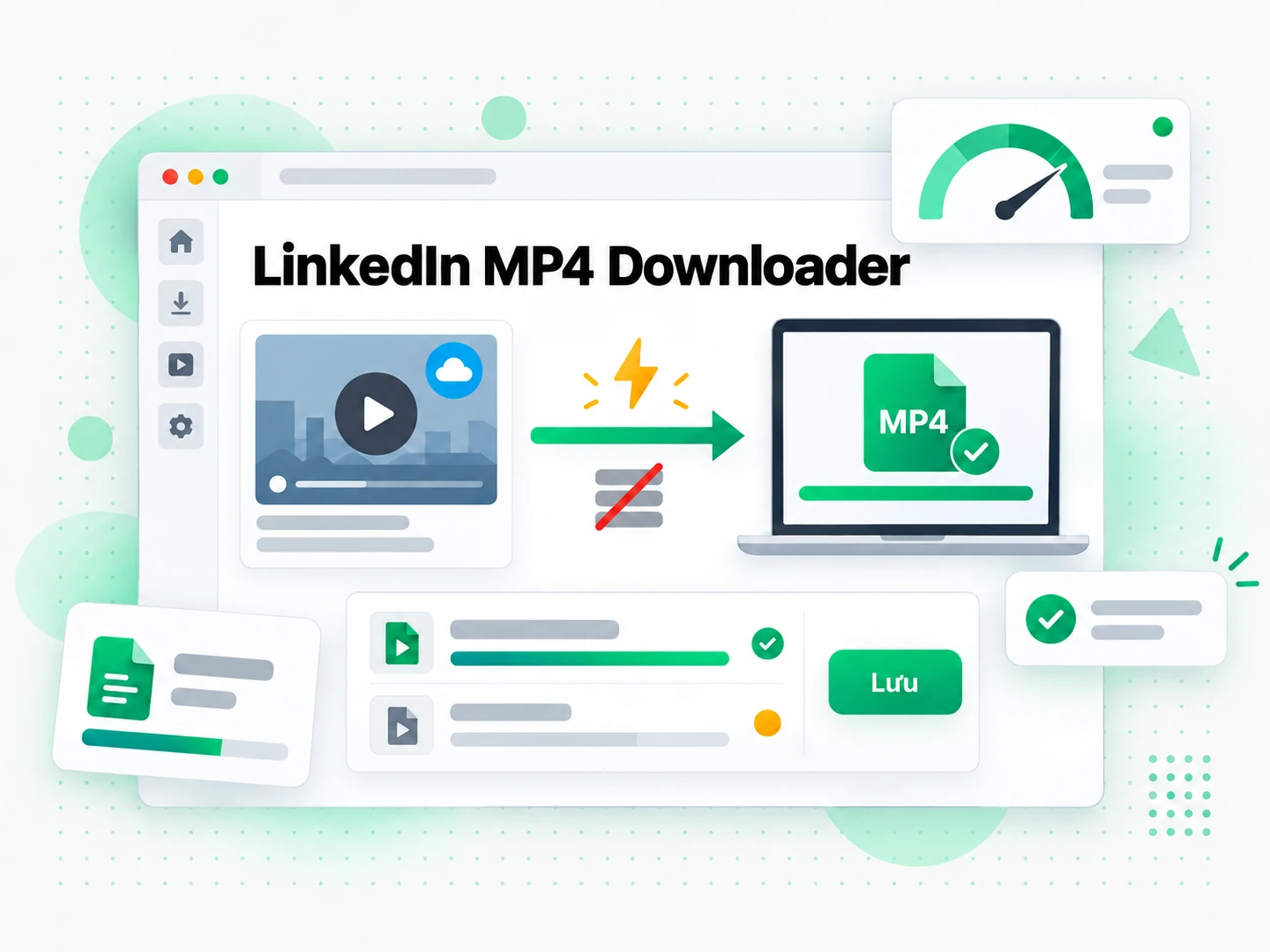 LinkedIn MP4 Downloader với nút tải tệp video đã chọn