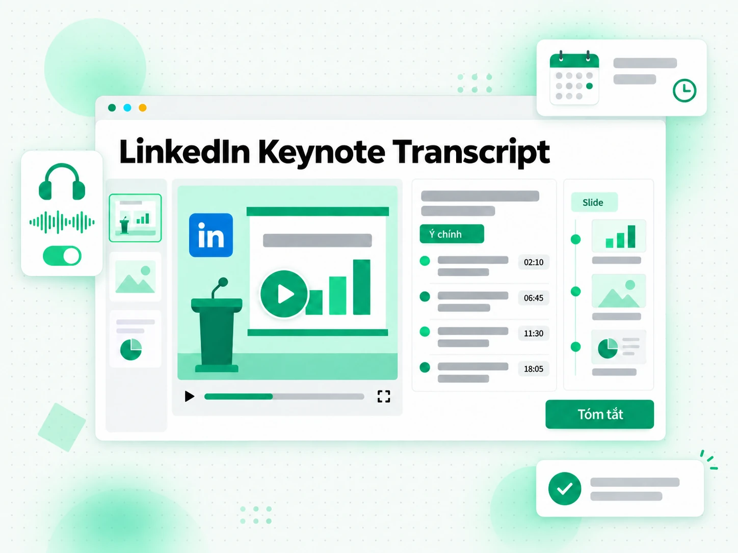 LinkedIn Keynote Transcript giúp người tham dự hội nghị ghi lại nội dung