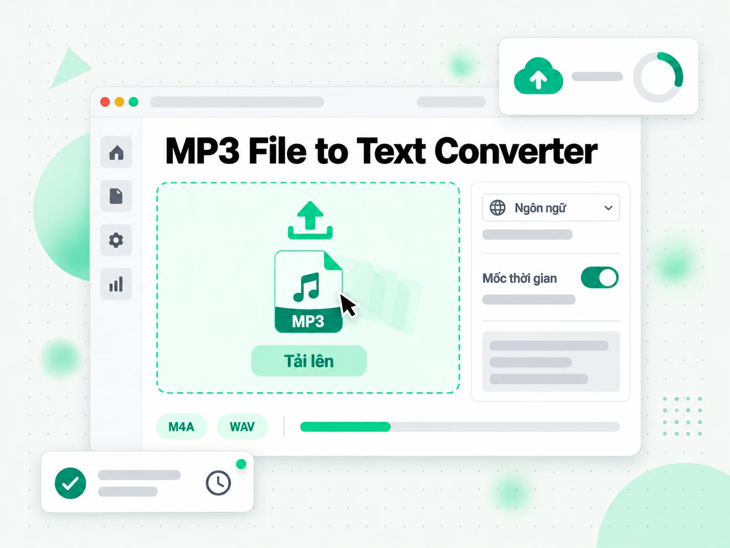 MP3 File to Text Converter: tải tệp MP3 lên trình chuyển đổi