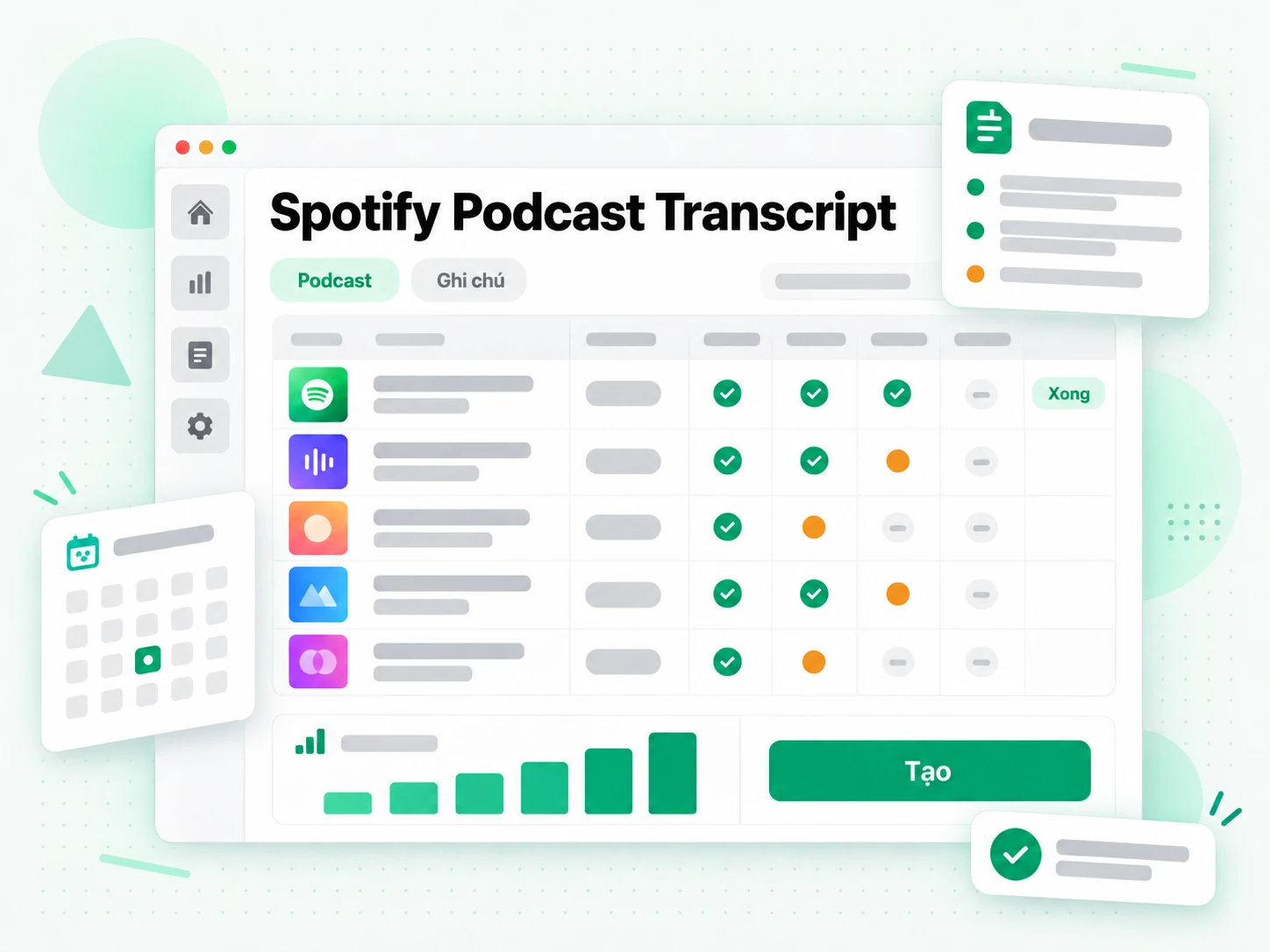 Spotify Podcast Transcript dùng để dựng lại show notes và bài viết