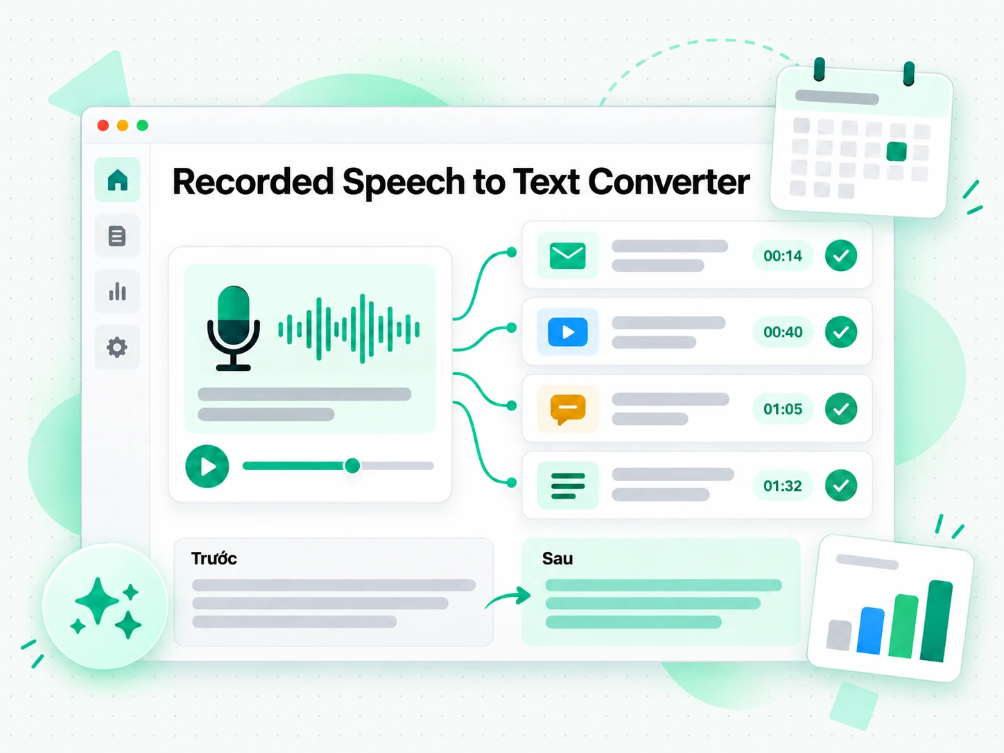 Recorded Speech to Text Converter để dựng lại show notes