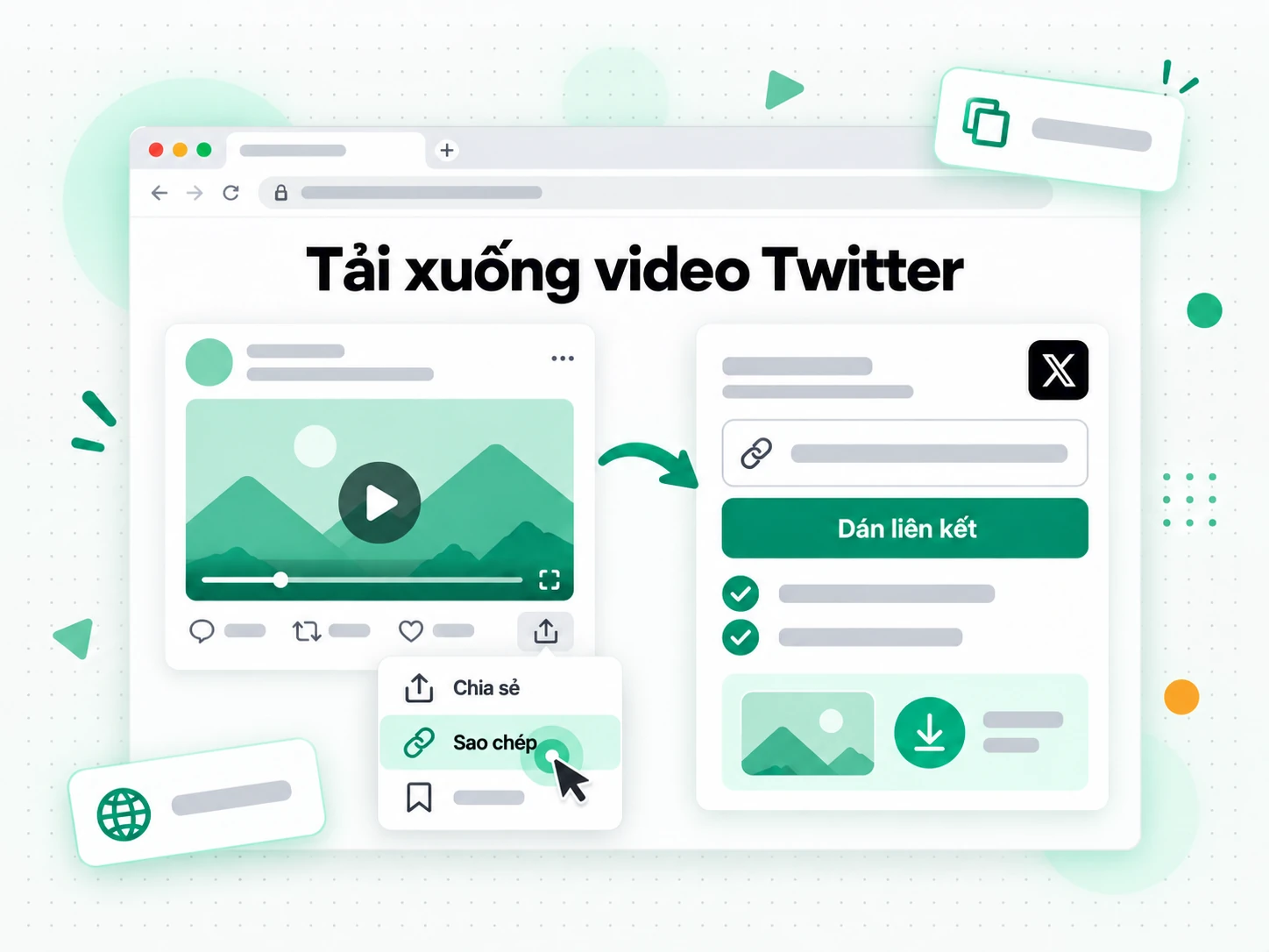 Tải xuống video Twitter: nhập URL bài đăng X công khai vào ô tải xuống