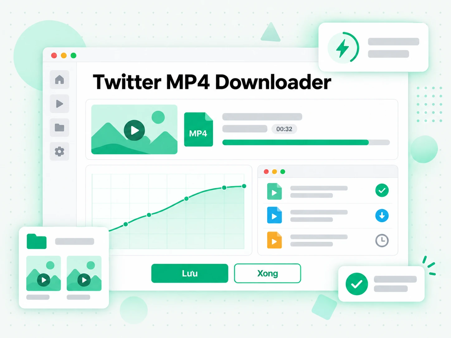 Twitter MP4 Downloader với nút điều khiển tải video đã chọn