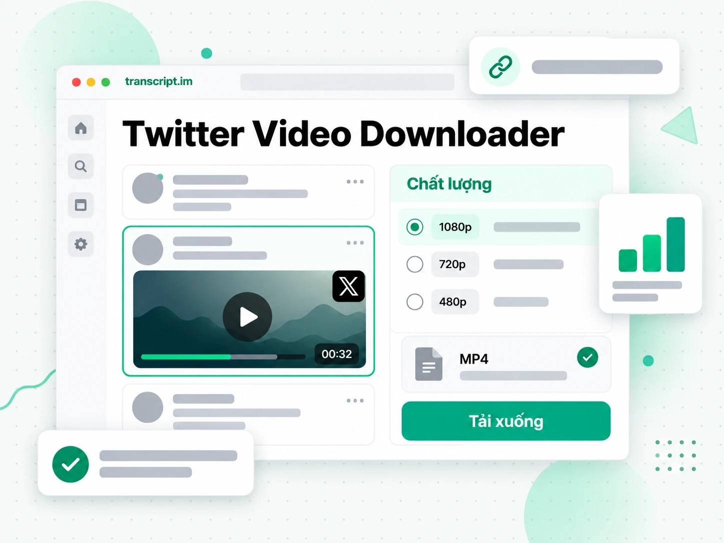 Twitter Video Downloader với URL bài đăng X công khai và các lựa chọn chất lượng MP4