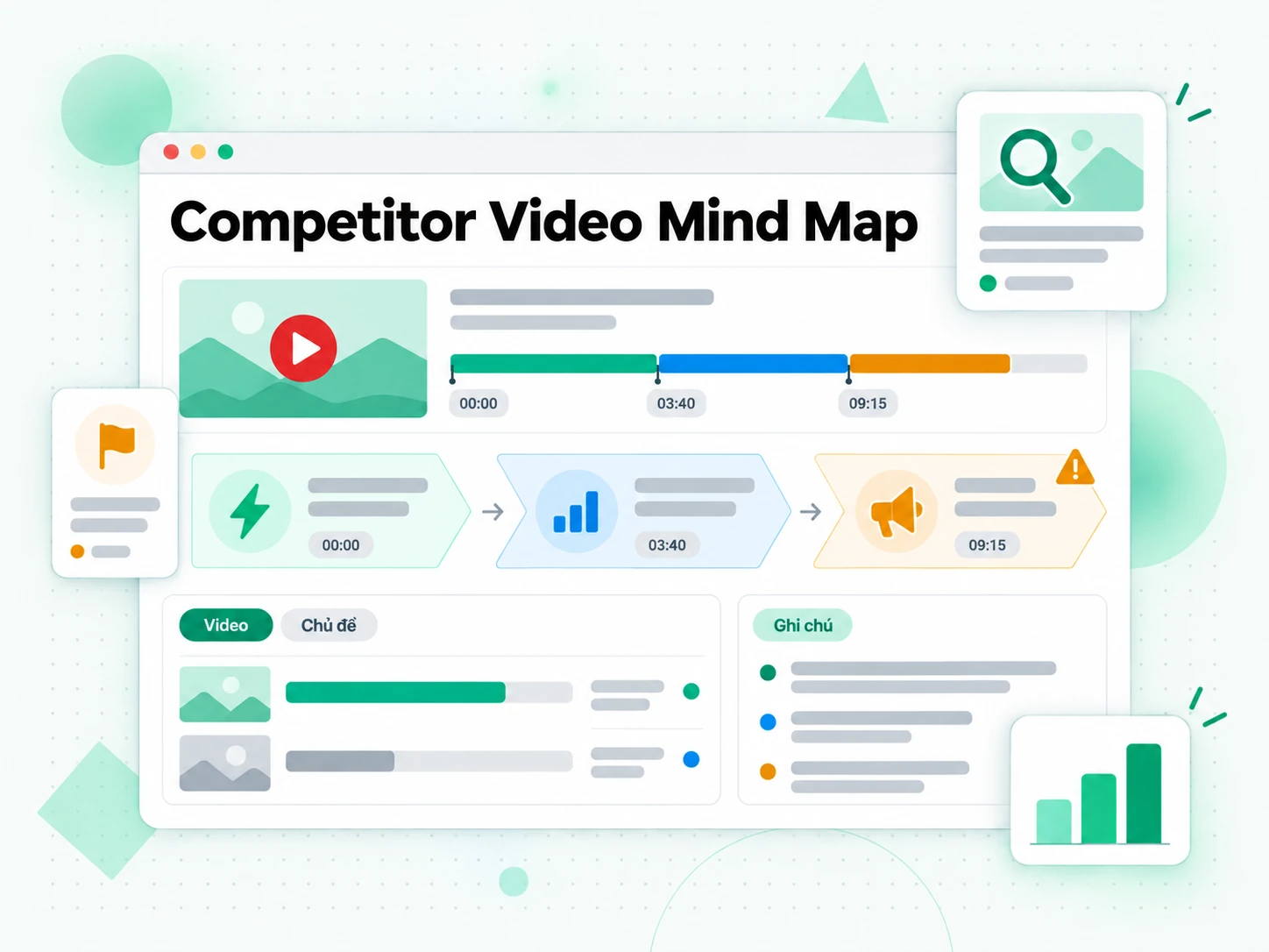Competitor Video Mind Map phục vụ lên kế hoạch nội dung