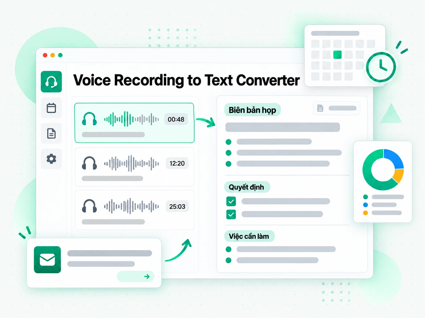 Voice Recording to Text Converter để dựng lại biên bản và việc cần làm