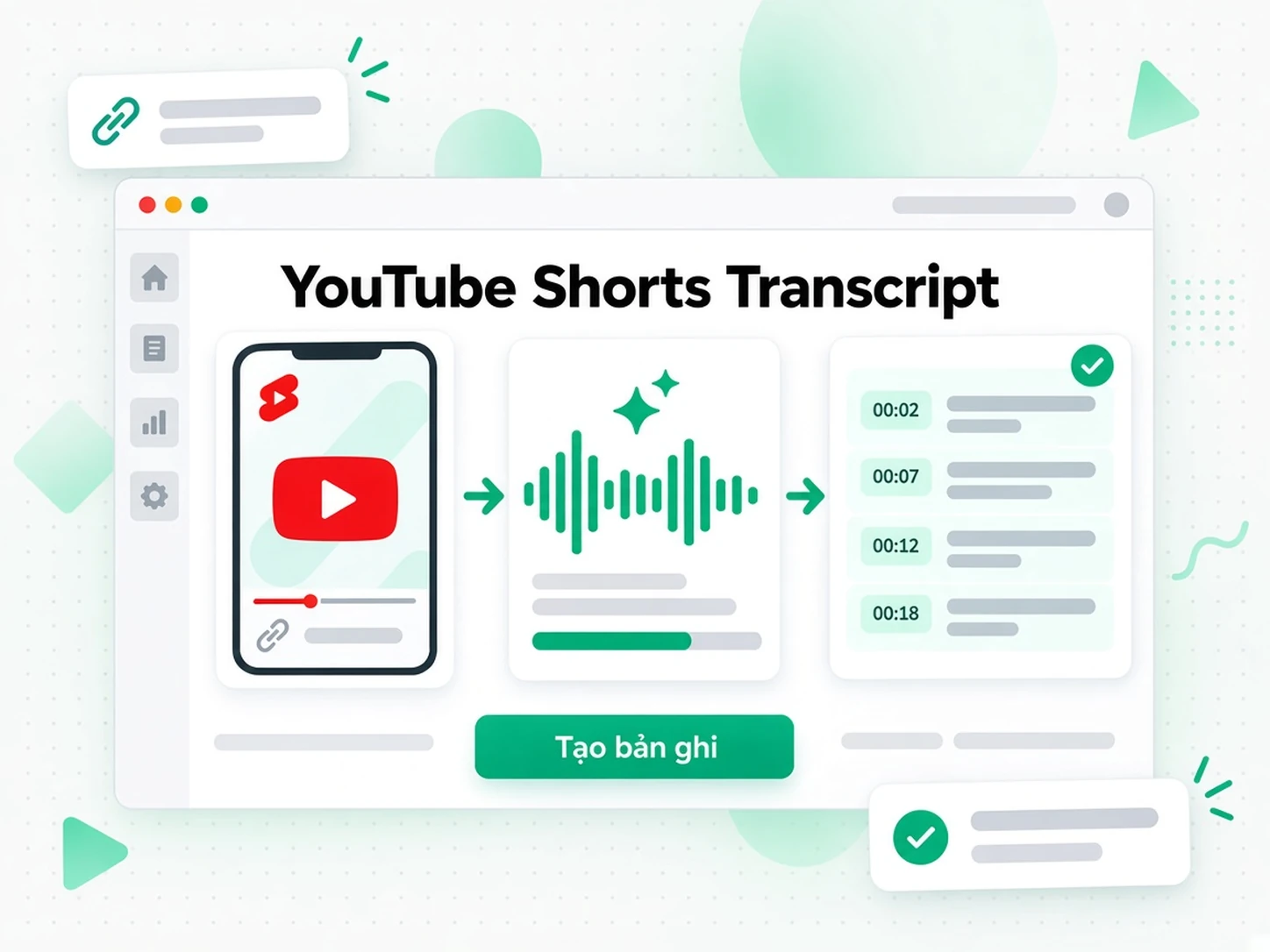 YouTube Shorts Transcript: Biến link Shorts thành bản chép lời