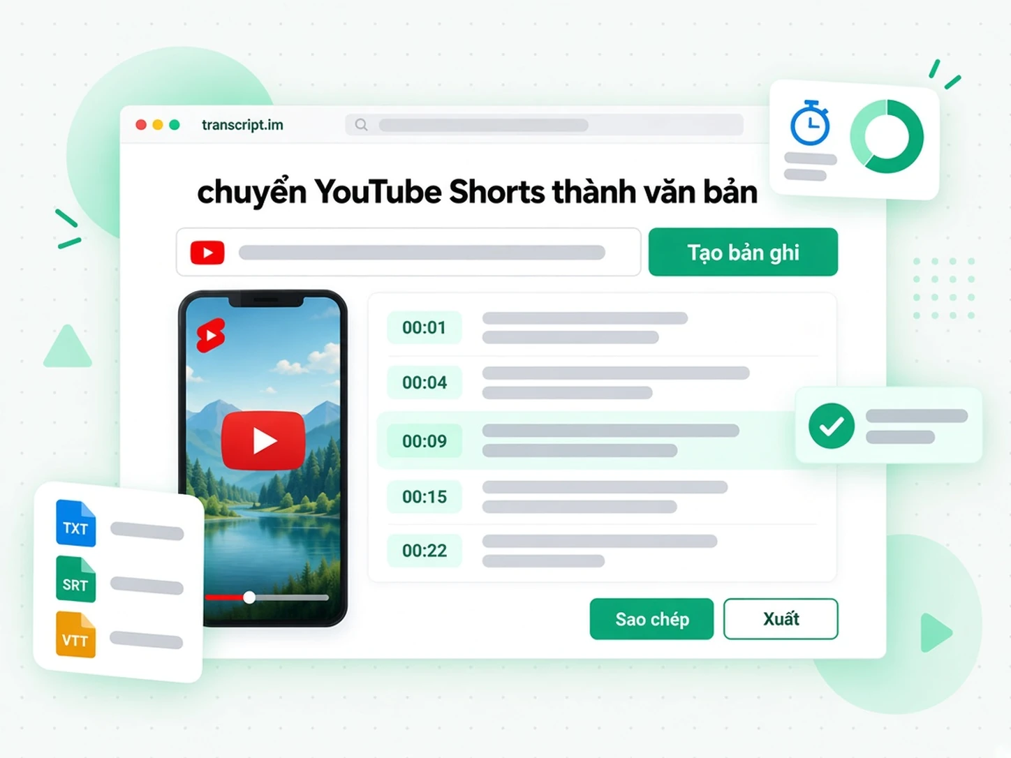 chuyển YouTube Shorts thành văn bản: Biến link Shorts thành bản chép lời