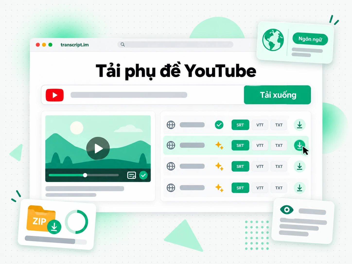 Tải phụ đề YouTube về máy dưới dạng tệp SRT hoặc VTT