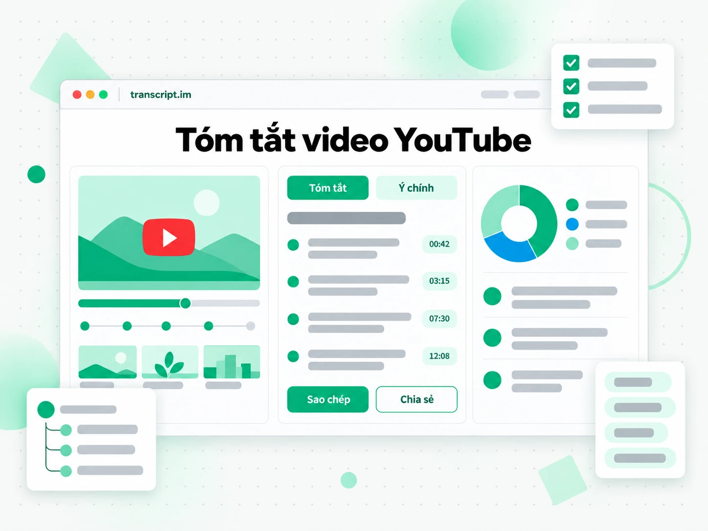 Trình tóm tắt video YouTube tóm tắt video YouTube thành các điểm chính bằng AI