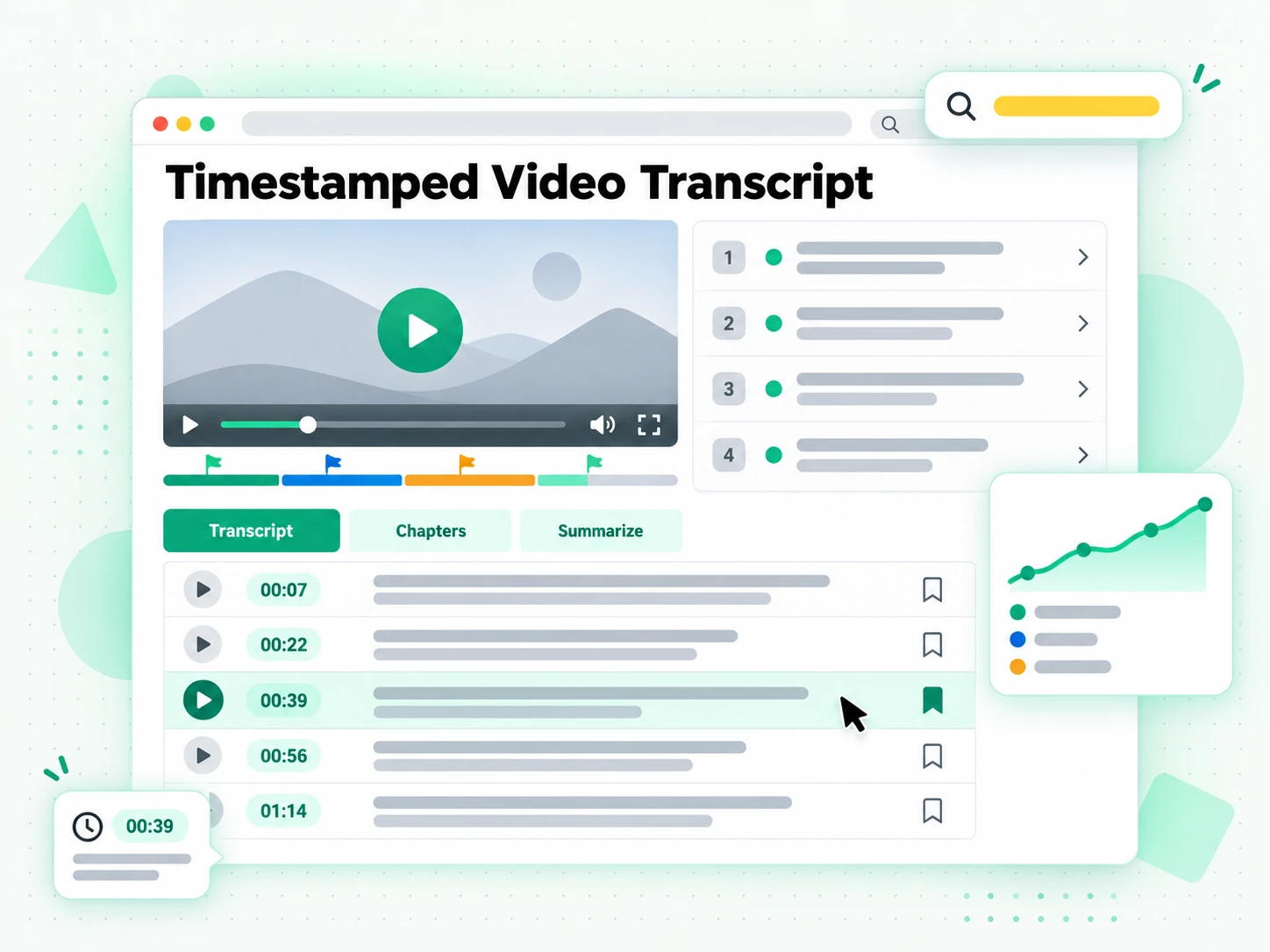 Timestamped Video Transcript: summary, outline, and mind map generated from a video transcript