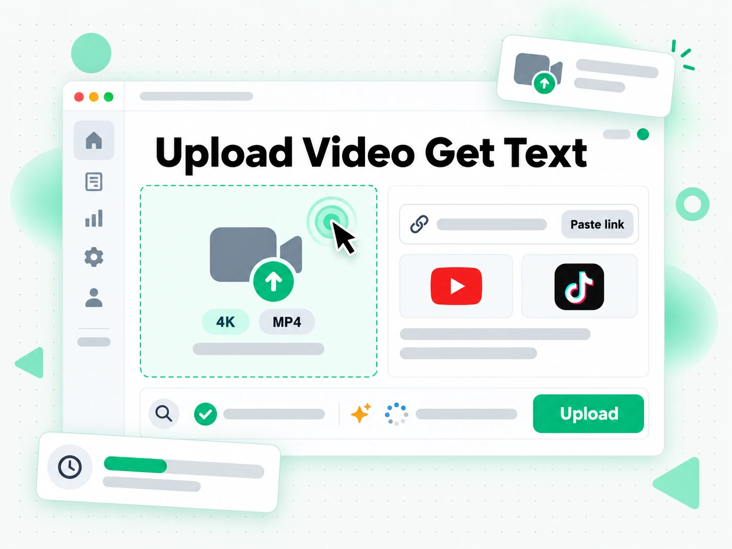 Upload Video Get Text: uploading a video file to the video to text converter