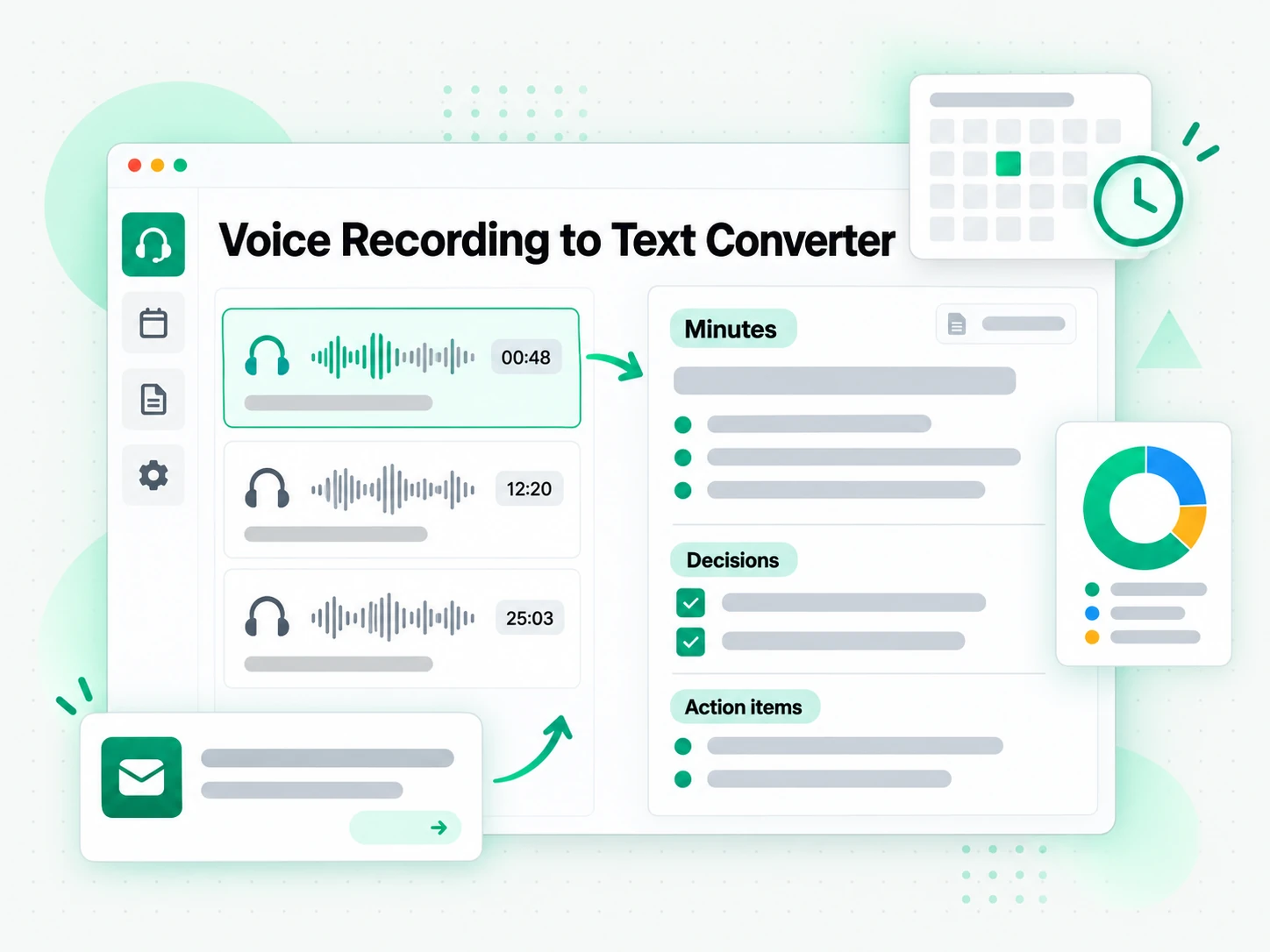 Voice Recording to Text Converter: recreating meeting minutes and follow-ups from a voice to text transcript