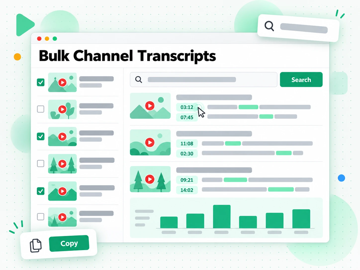 Bulk Channel Transcripts: searching a YouTube channel transcript archive with AI Chat