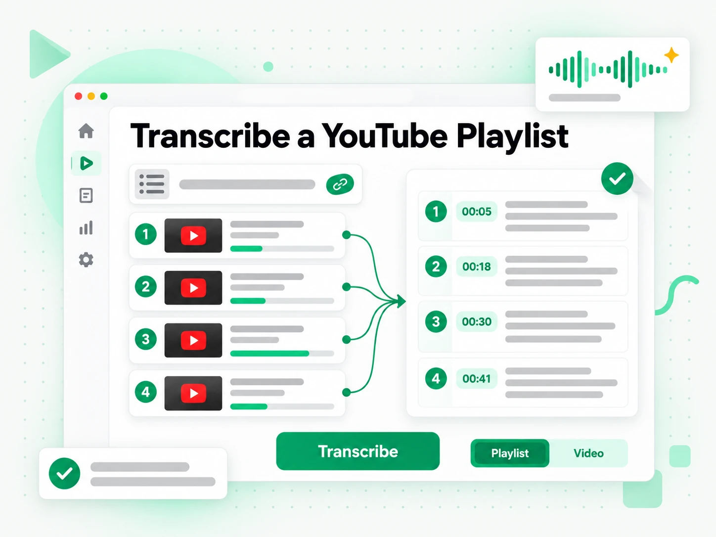 Transcribe a YouTube Playlist: AI transcribing every video in a YouTube playlist in parallel