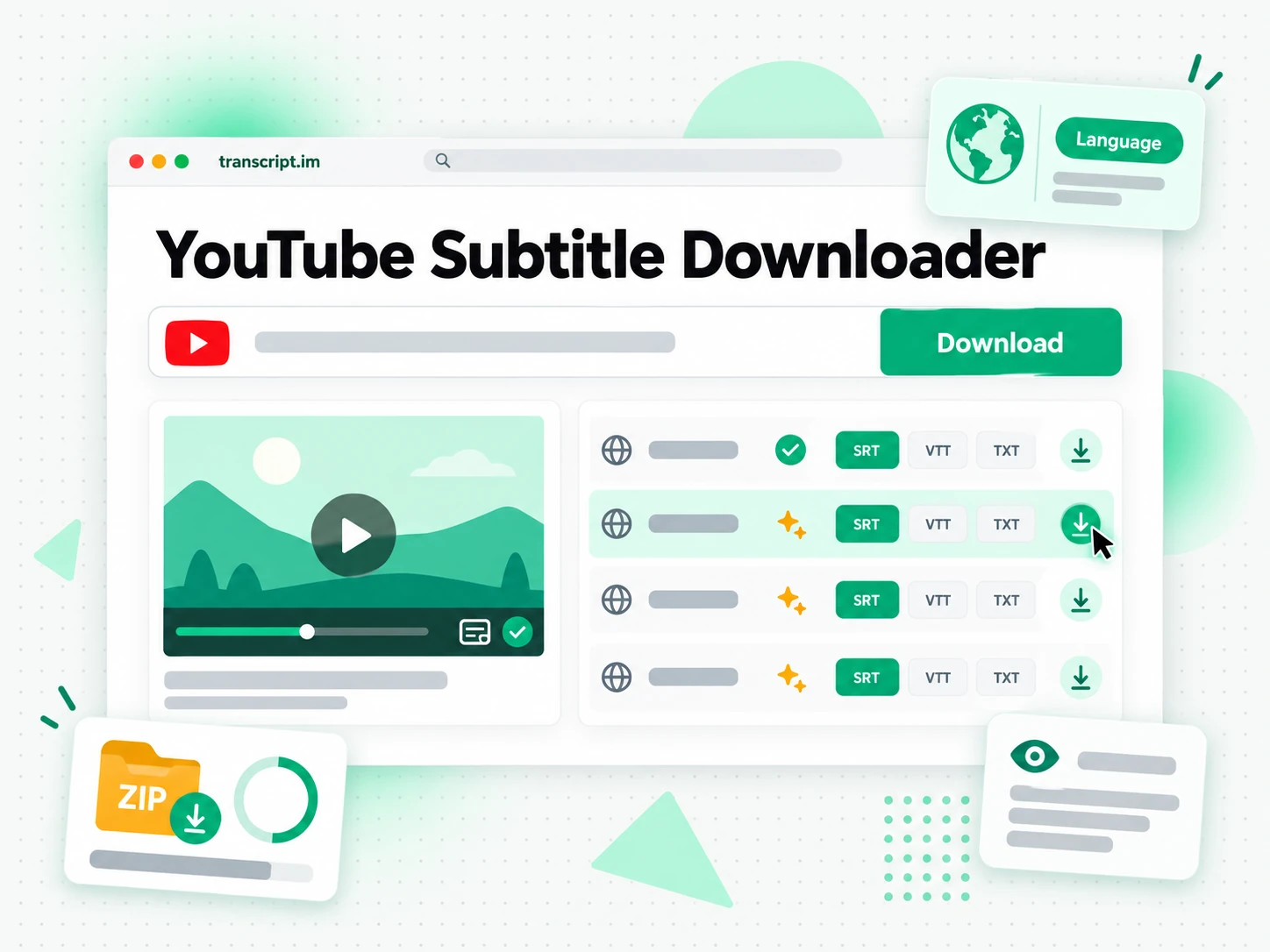 YouTube Subtitle Downloader: downloading YouTube subtitles as an SRT or VTT file