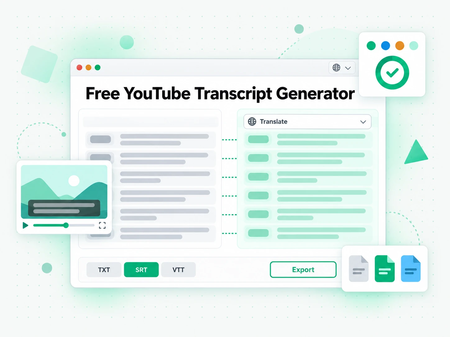 Free YouTube Transcript Generator: translating and exporting a YouTube transcript