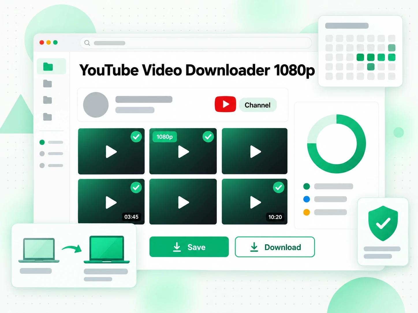 YouTube Video Downloader 1080p: creator backing up videos from their own YouTube channel