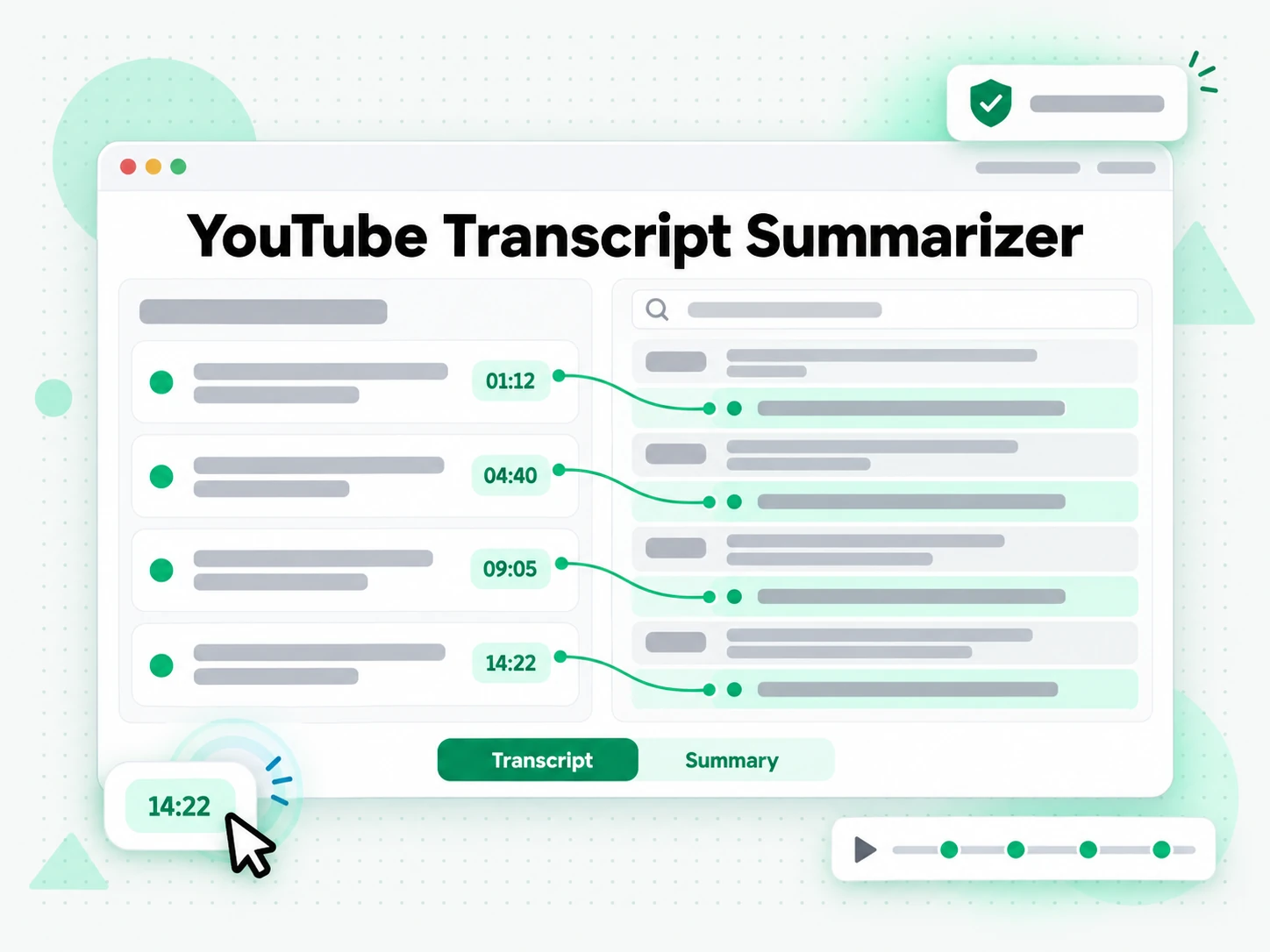 YouTube Transcript Summarizer: YouTube video summarizer distilling a transcript into key points and a mind map