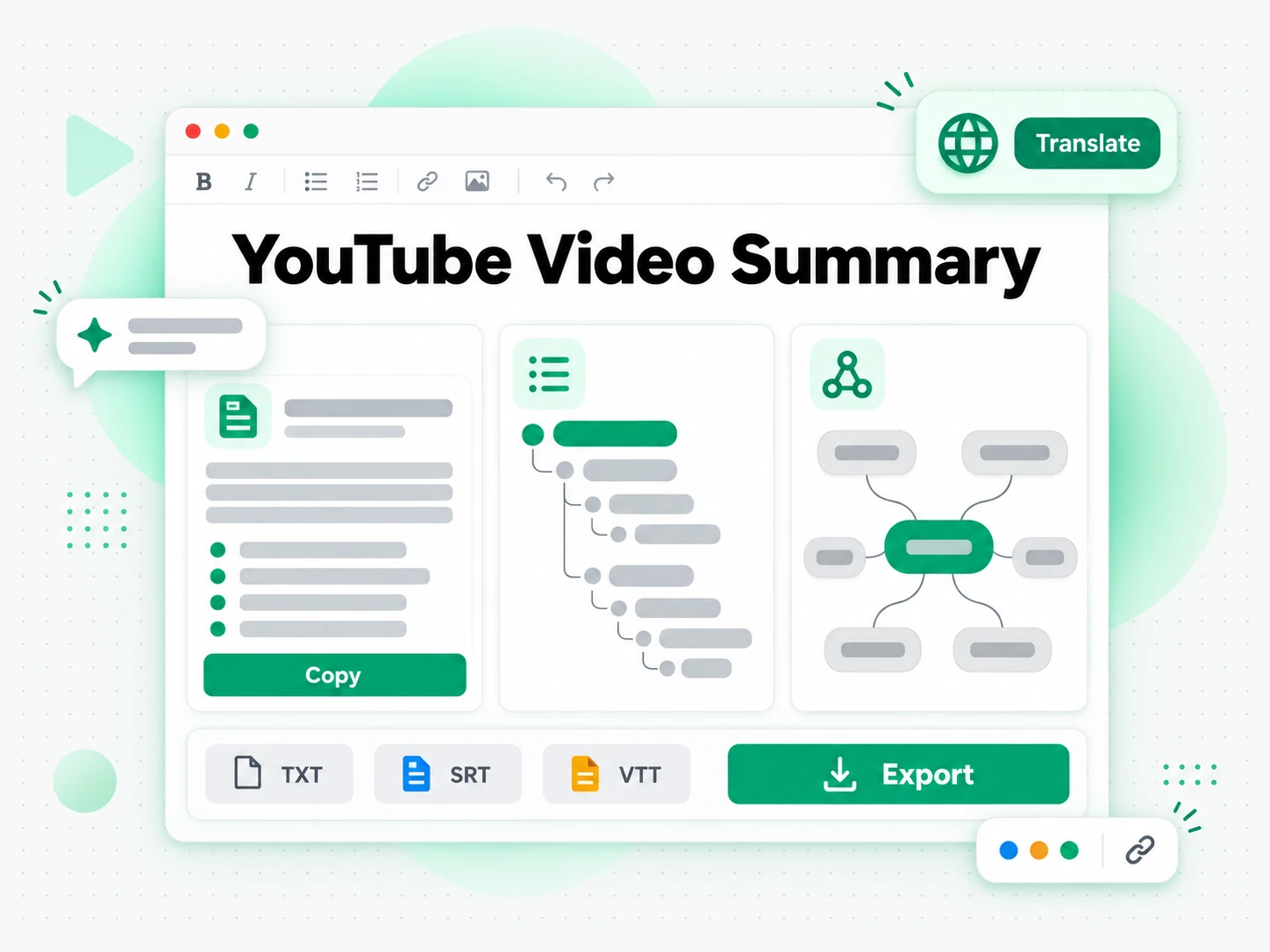 Translating a YouTube video summary into another language