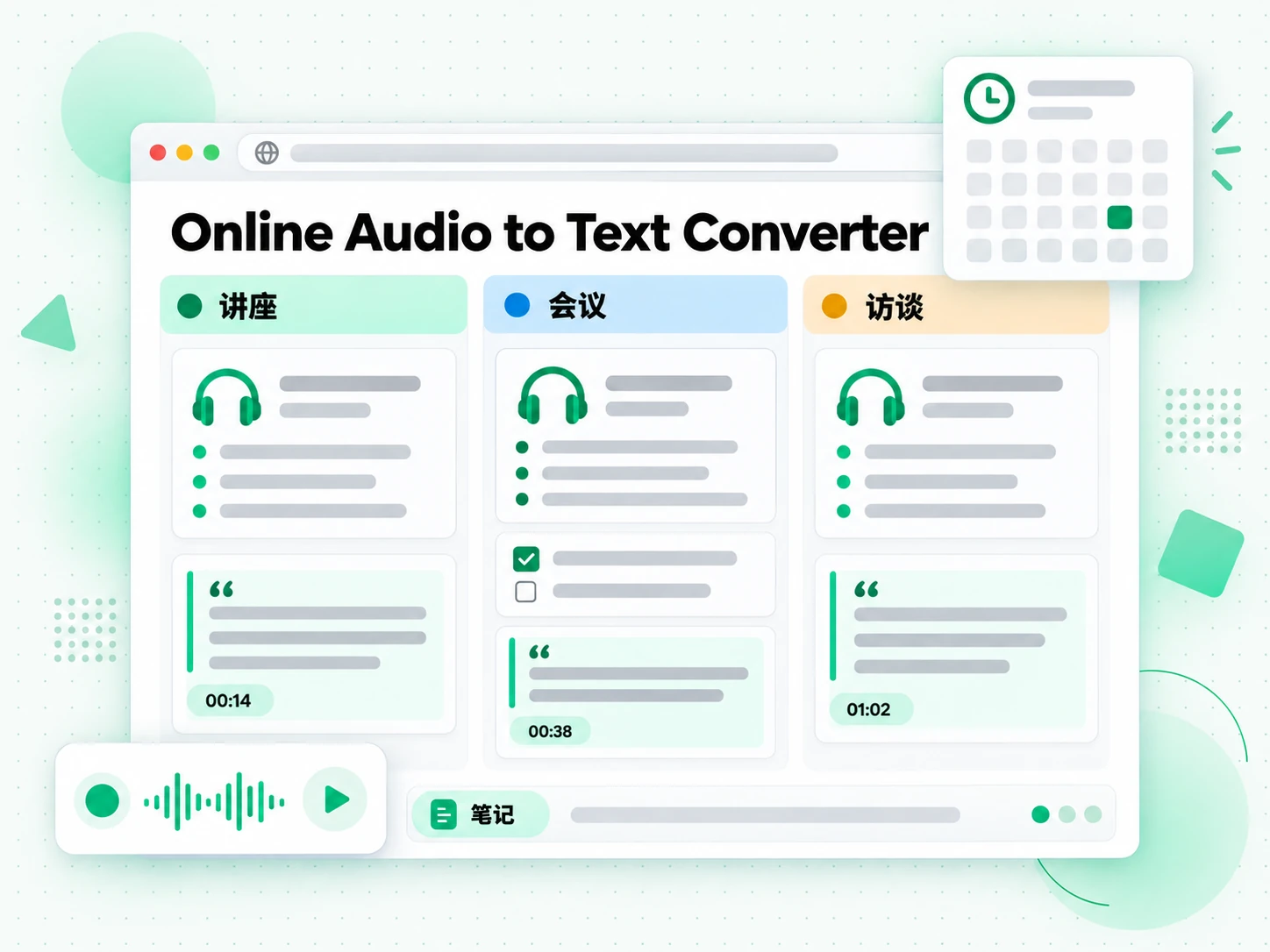Online Audio to Text Converter:整理学习笔记和会议记录