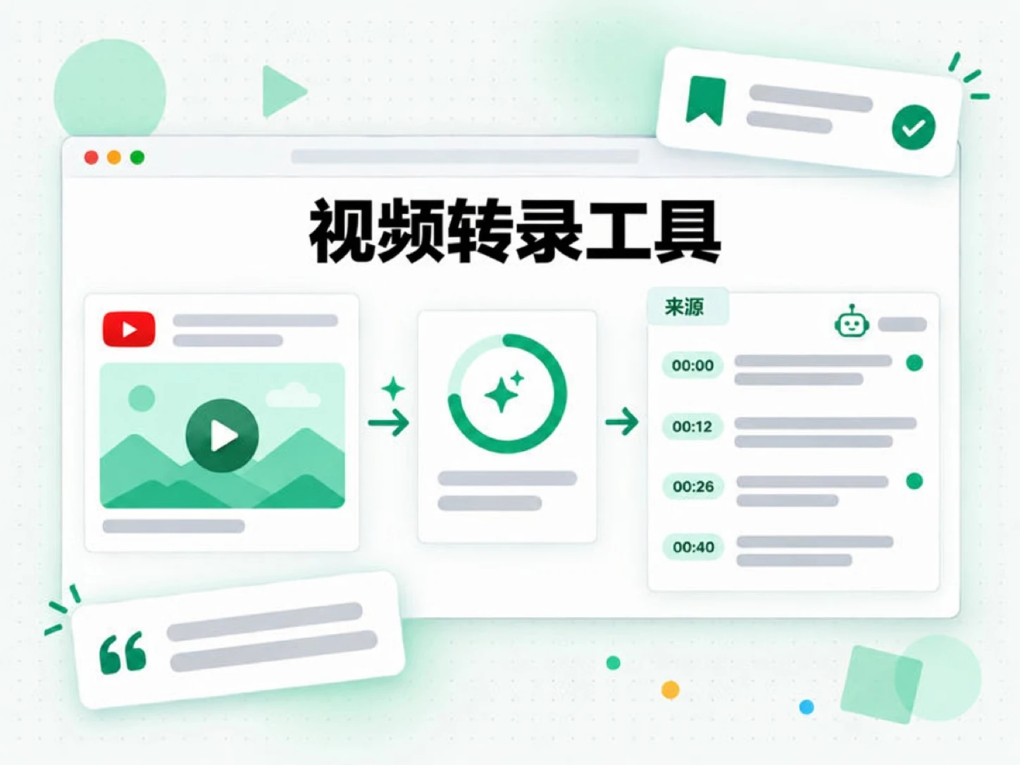 视频转录工具：视频链接变成代理可用的带时间戳来源