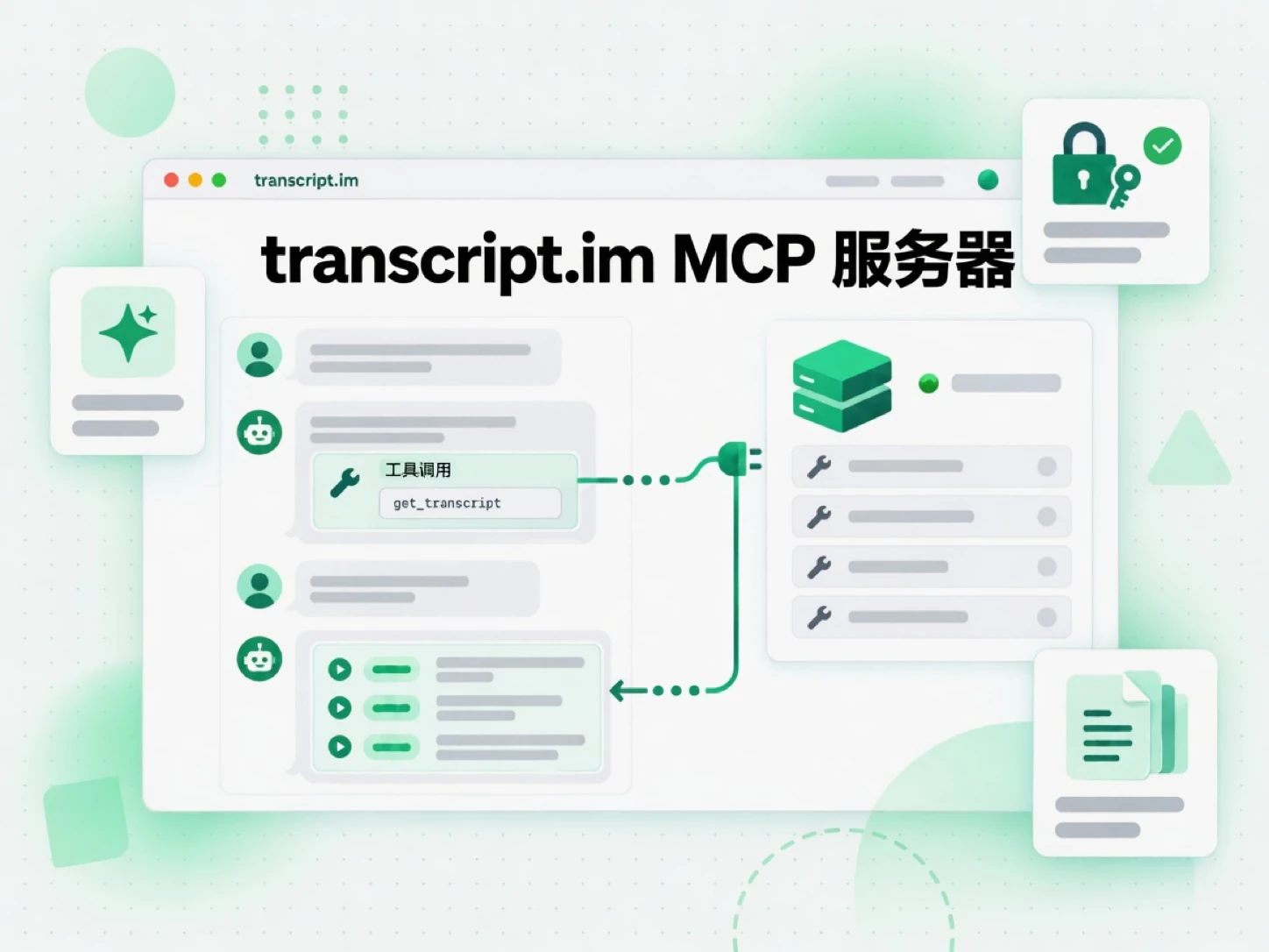 transcript.im MCP 服务器：AI 客户端调用远程服务器上的转录工具