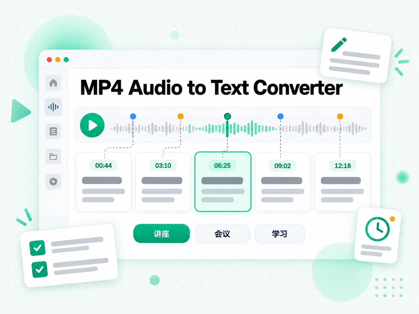 MP4 Audio to Text Converter:采集研究与会议说明