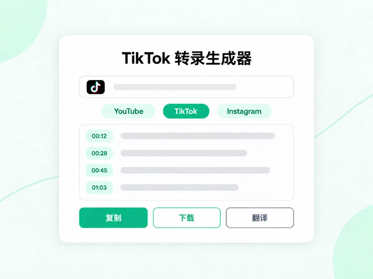 TikTok 转录生成器：把 TikTok 链接转成带时间戳的文本
