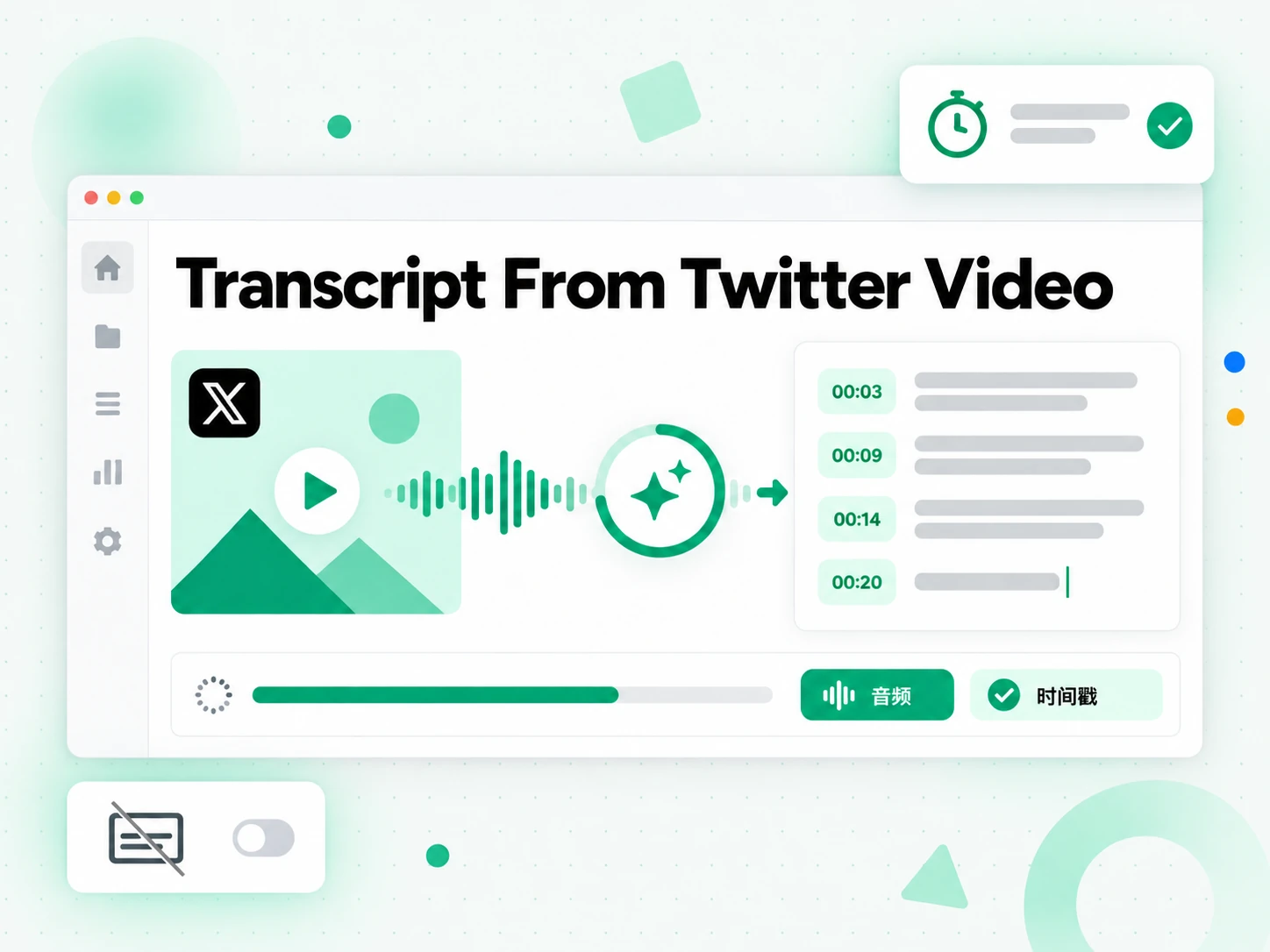 从 Twitter 视频获取转录:AI 把 Twitter 视频的音频转成带时间戳的 Twitter 转录文本