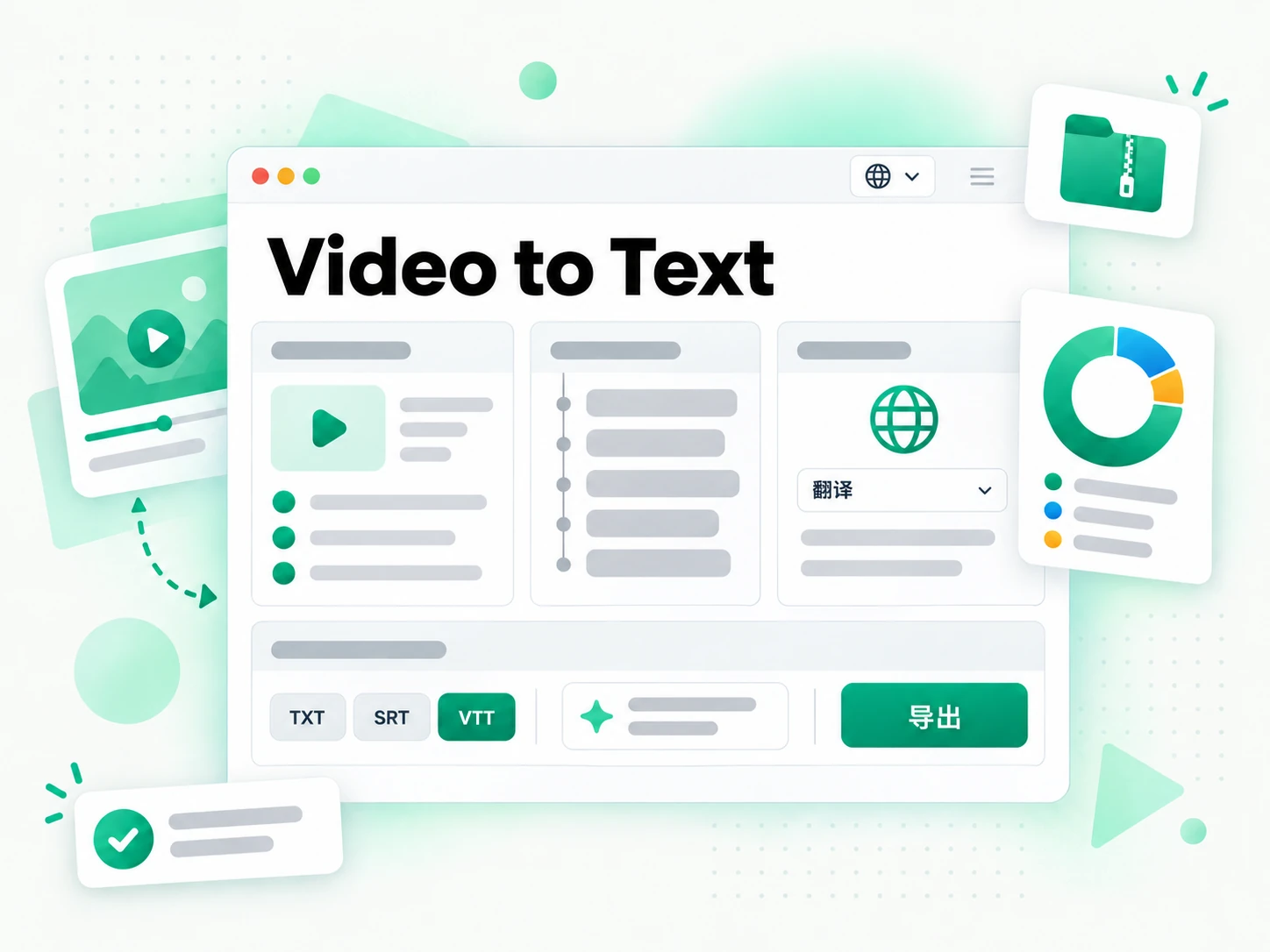Video to Text:导出或重新使用视频转录文本
