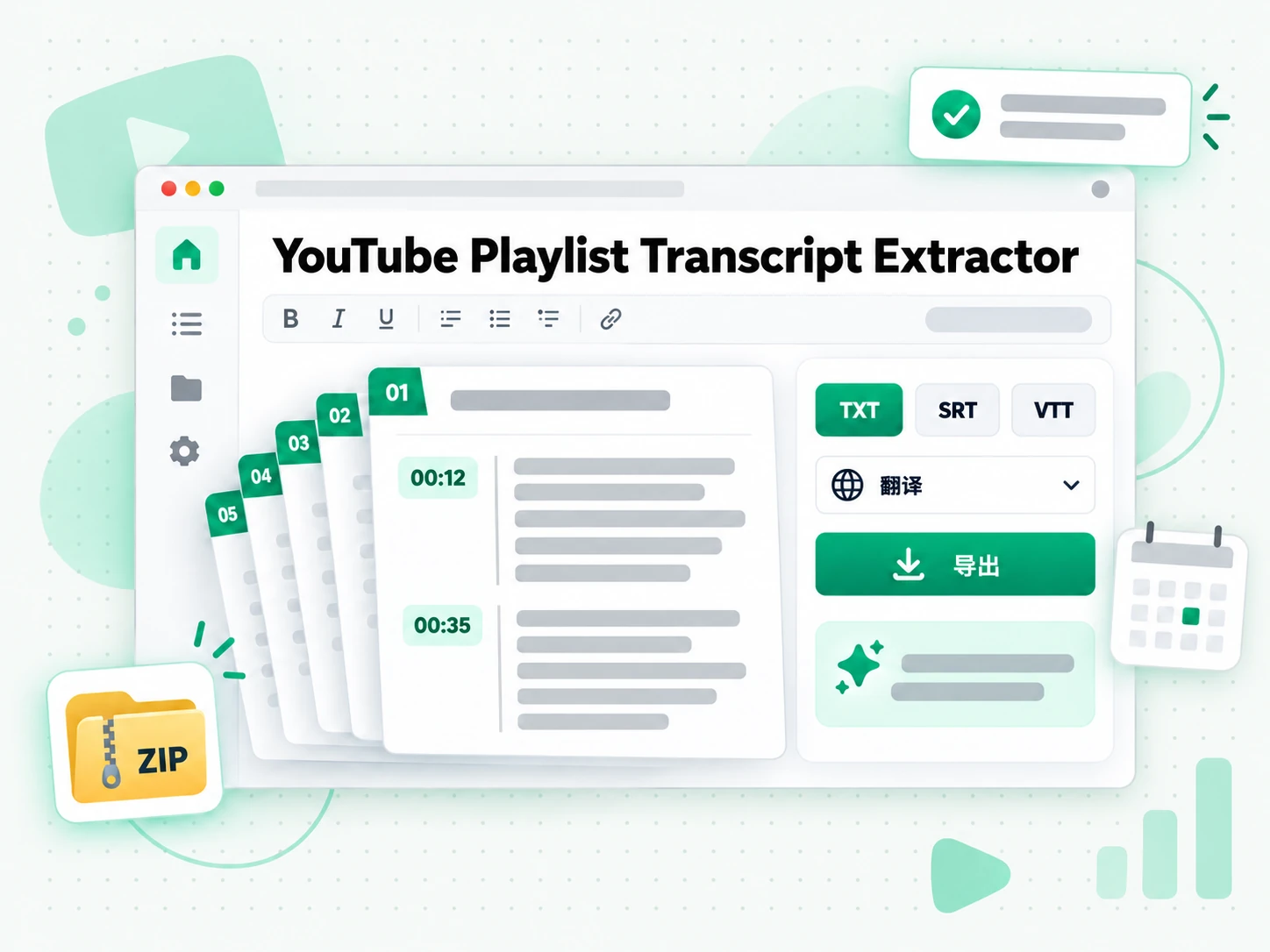 YouTube Playlist Transcript Extractor:导出整个系列