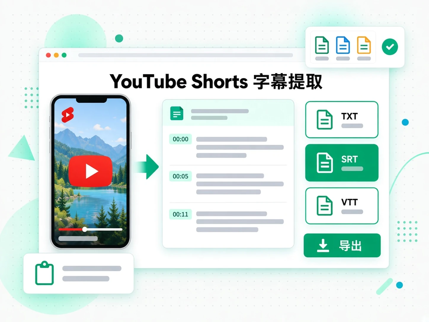 YouTube Shorts 字幕提取:导出、翻译或复用