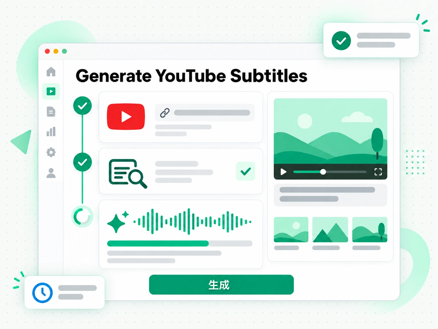 Generate YouTube Subtitles:粘贴 YouTube 链接