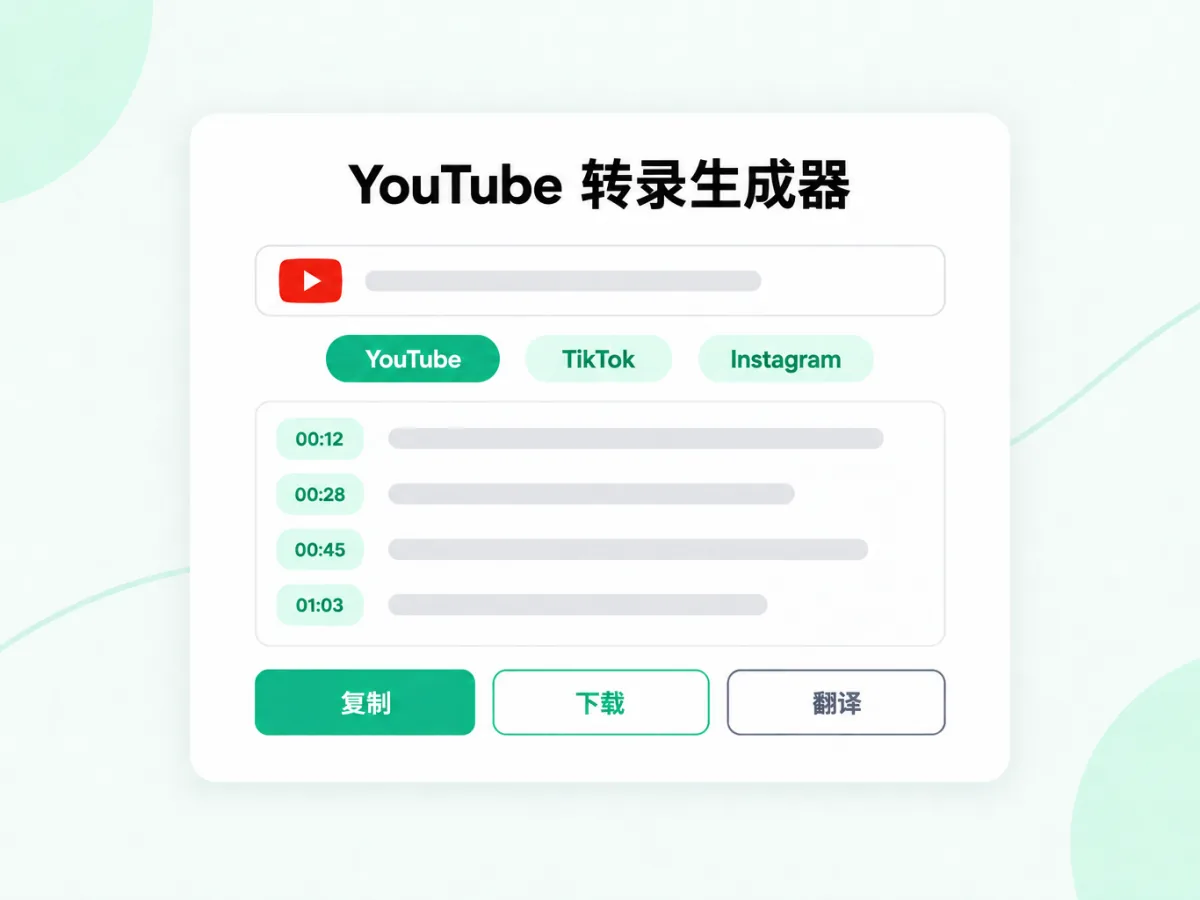 YouTube 转录生成器：把 YouTube 链接转成带时间戳的文本