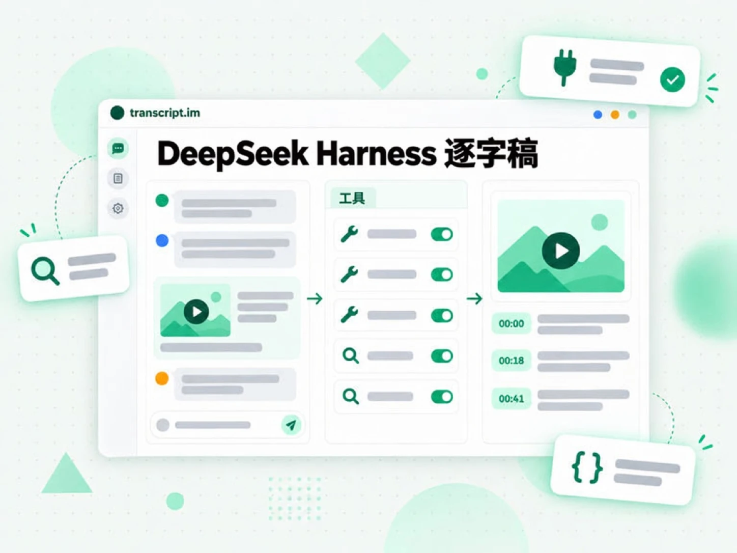DeepSeek Harness 逐字稿：代理對影片連結呼叫原生逐字稿工具