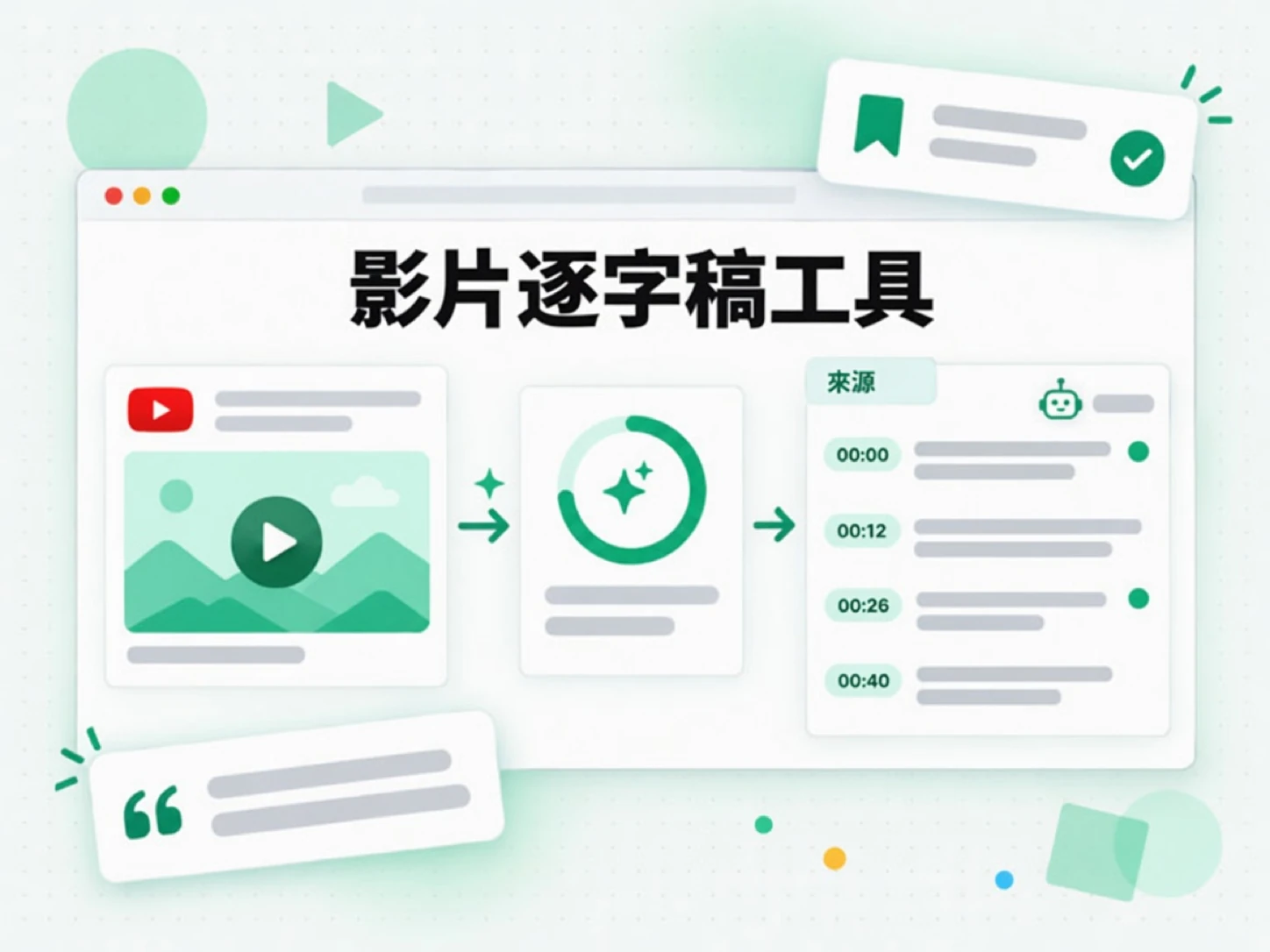 影片逐字稿工具：影片連結變成代理可用的帶時間戳記來源