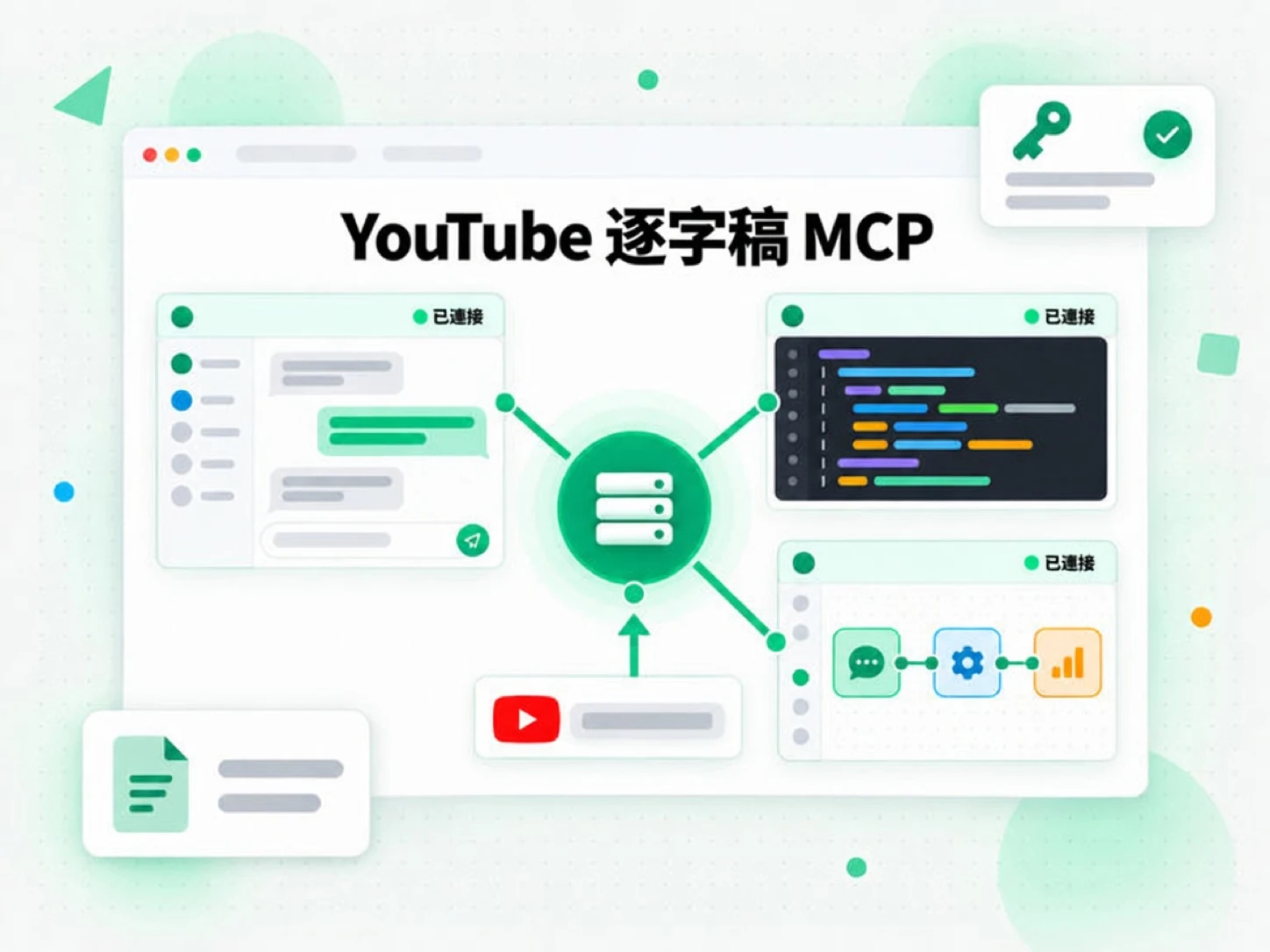 YouTube 逐字稿 MCP：聊天、程式碼編輯器和代理建構器連接同一個伺服器