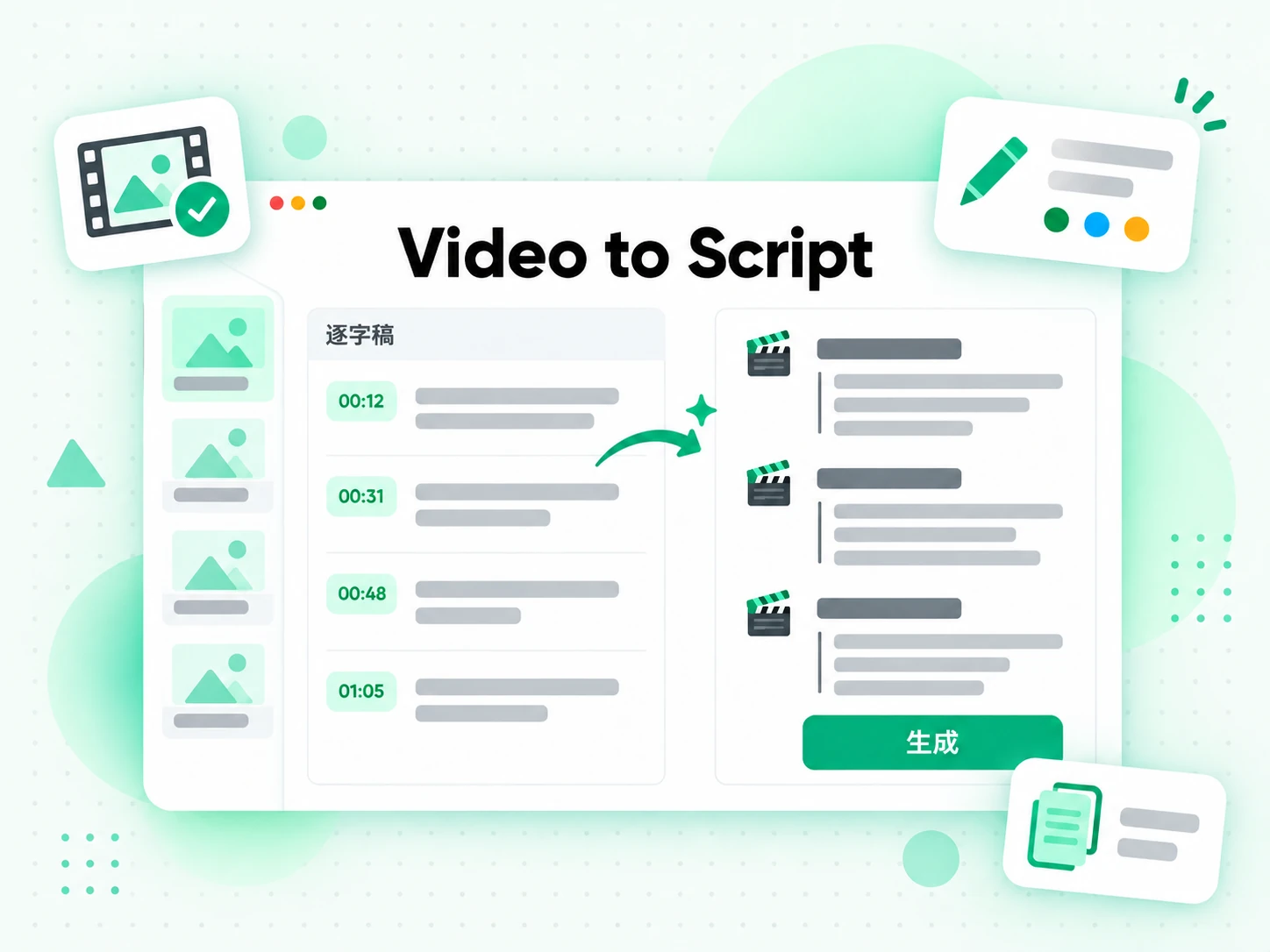 Video to Script：把影片逐字稿改寫成新腳本的畫面