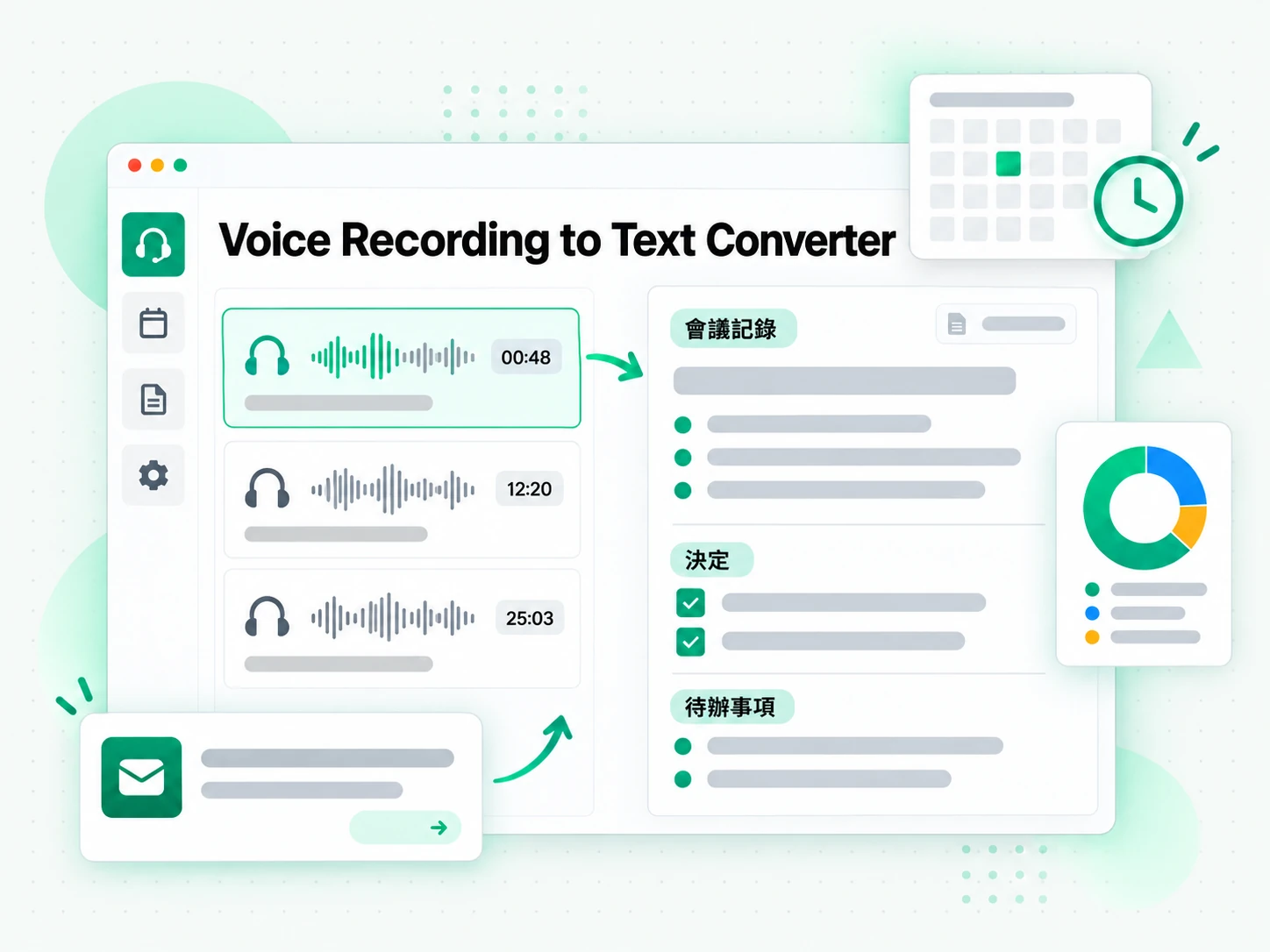 Voice Recording to Text Converter:由結果重新製作會議紀要與待辦事項