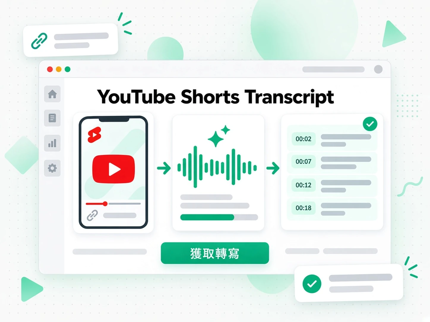 YouTube Shorts Transcript:把 Shorts 連結變成逐字稿