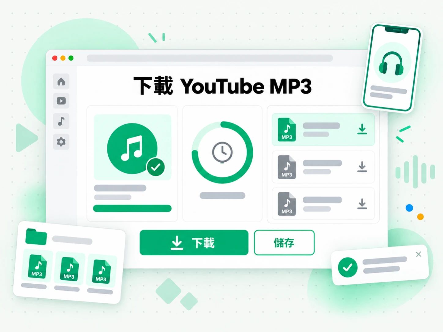 下載 YouTube MP3：下載完成的 MP3 檔案