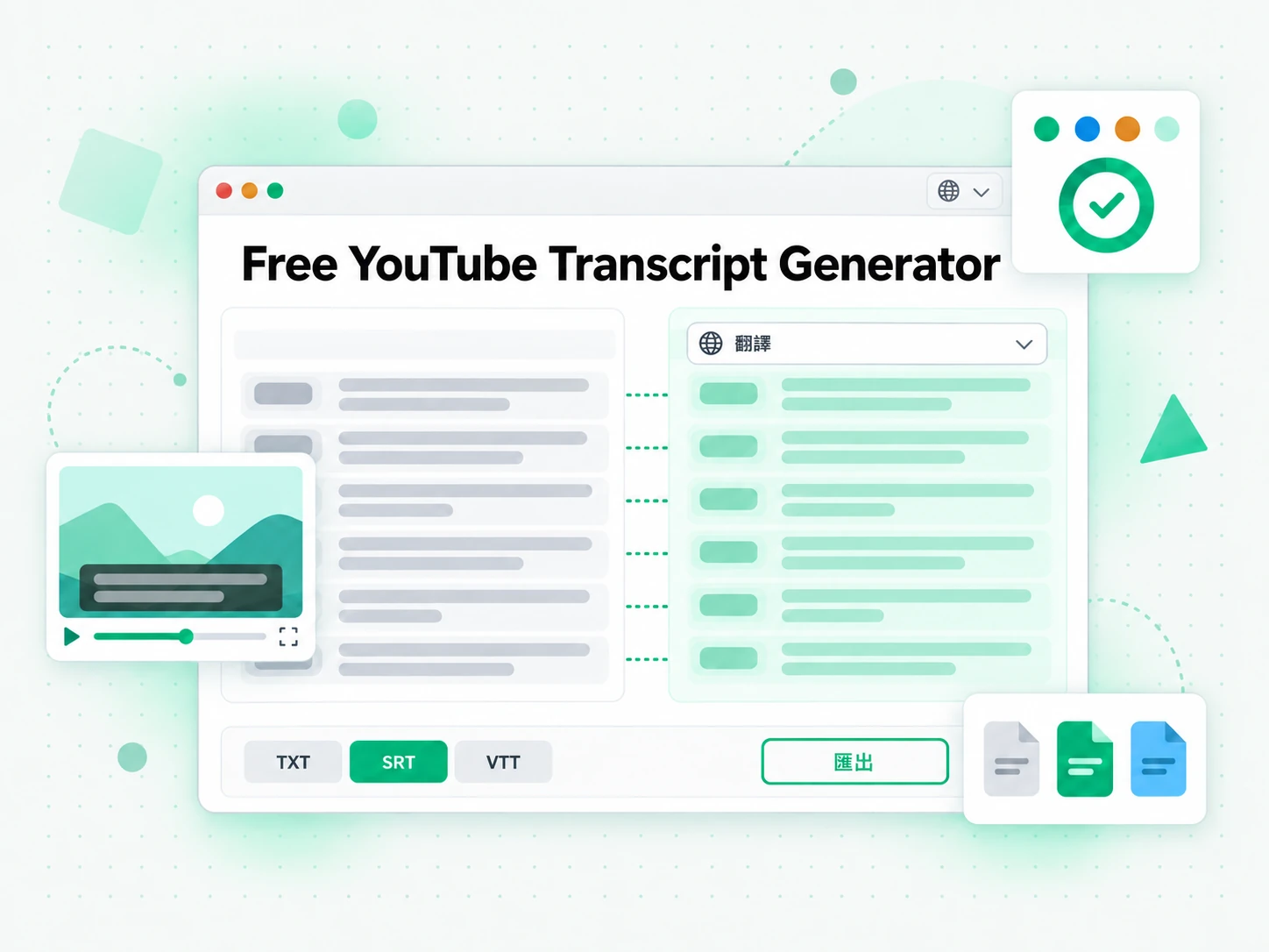 Free YouTube Transcript Generator：翻譯並匯出完成的逐字稿